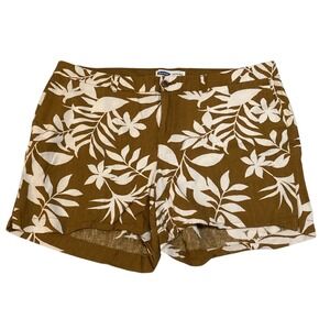 Old Navy Everyday Shorts‎ Palm Leaf Print Casual Brown White Womens Sz 20 EUC
